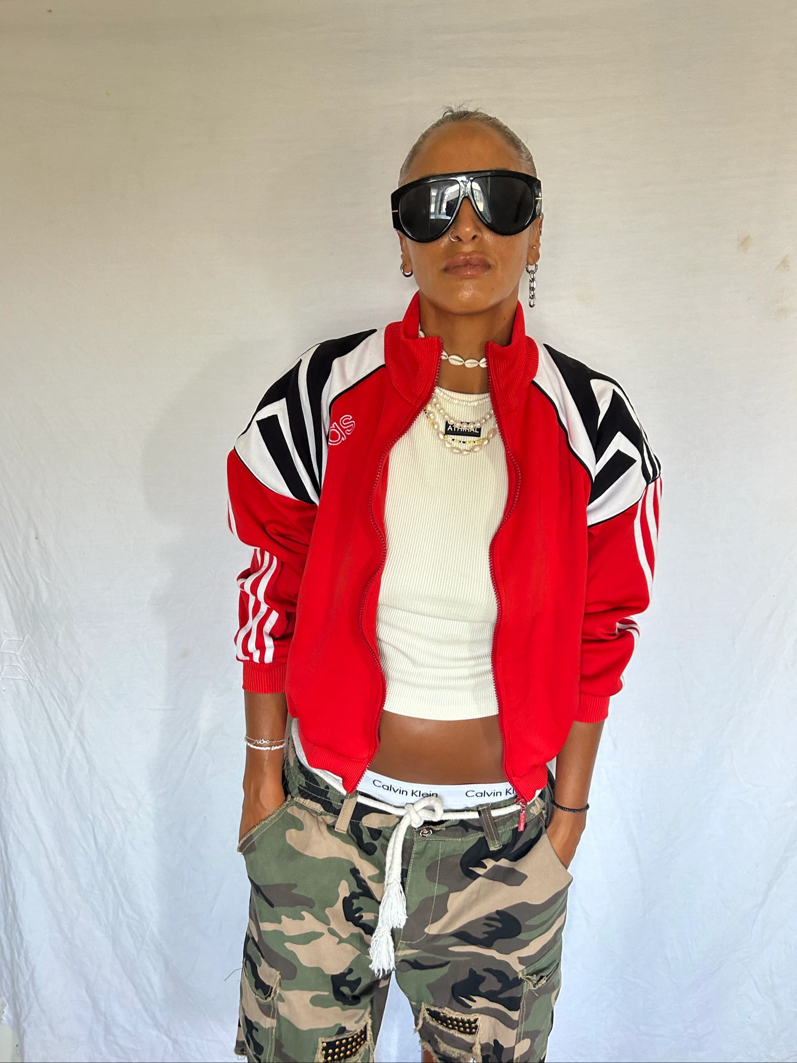 Chaqueta/chaleco - adidas / bordado - cuello alto / top - vintage - Y2K - oversize – photo 12